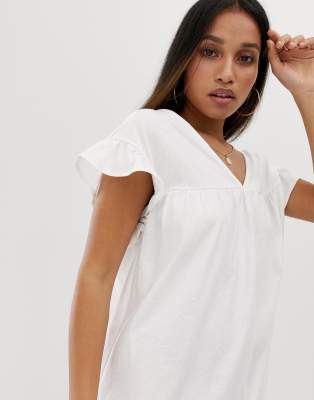 Asos design mini reversible clearance cotton slub smock dress