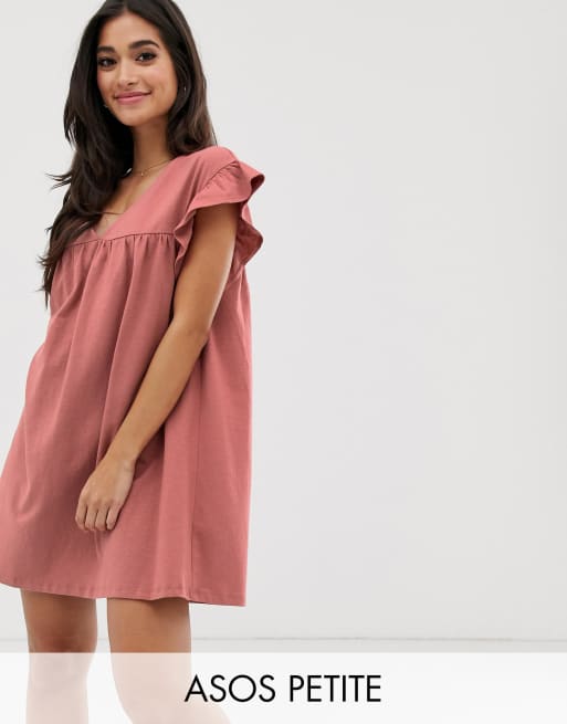 Asos design mini reversible cotton slub smock clearance dress