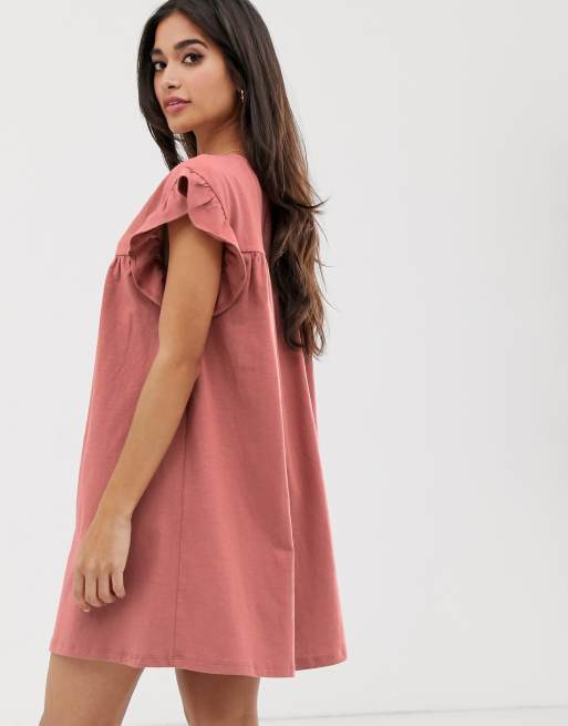 Asos design mini reversible clearance cotton slub smock dress