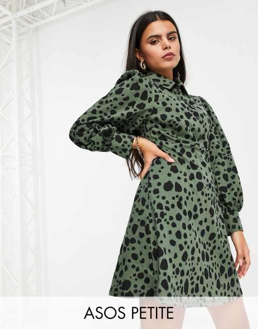 Khaki leopard print shirt sales dress