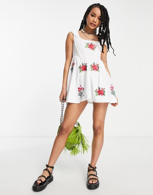 Strappy Corset Skater Dress in Satin Floral – Everything But Him