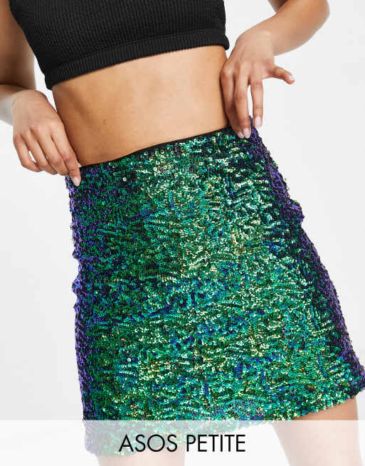 Green sequin 2025 mini skirt