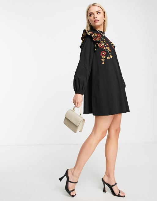 Asos black outlet swing dress