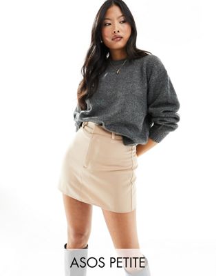 ASOS DESIGN Petite tailored mini skirt in tan - ASOS Price Checker