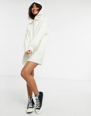 ASOS DESIGN Petite – Minikleid mit Kapuze in Creme | ASOS
