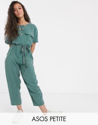 ASOS DESIGN Petite minimal boiler jumpsuit with detachable bumbag-Green