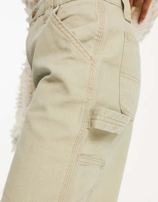 Petite Light Grey Contrast Stitch Cargos