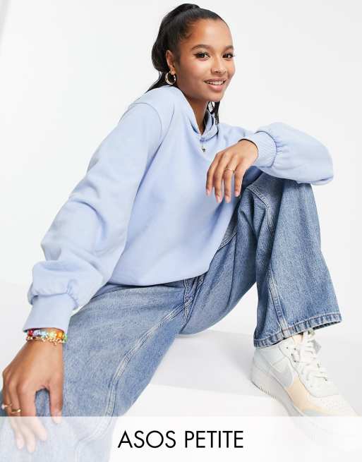 ASOS DESIGN Petite minimal hoodie in washed blue | ASOS