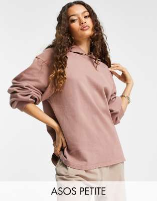 ASOS DESIGN Petite minimal hoodie in washed heather - ASOS Price Checker