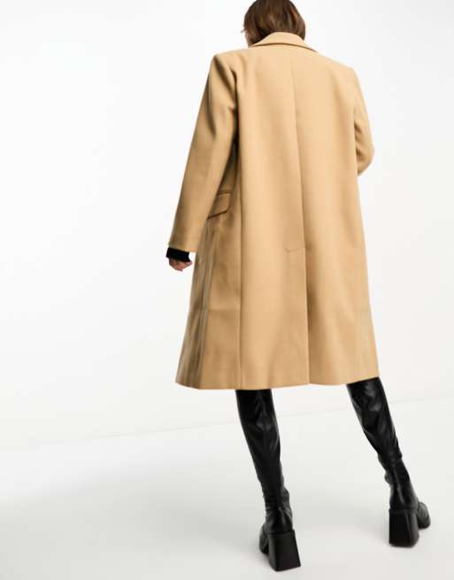 ASOS DESIGN Petite – Mittellanger Dad-Mantel in Kamelbraun, 3 von 4
