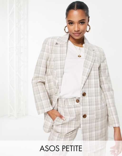 ASOS DESIGN Petite - Mix and Match - Blazer da abito slim a quadri chiari