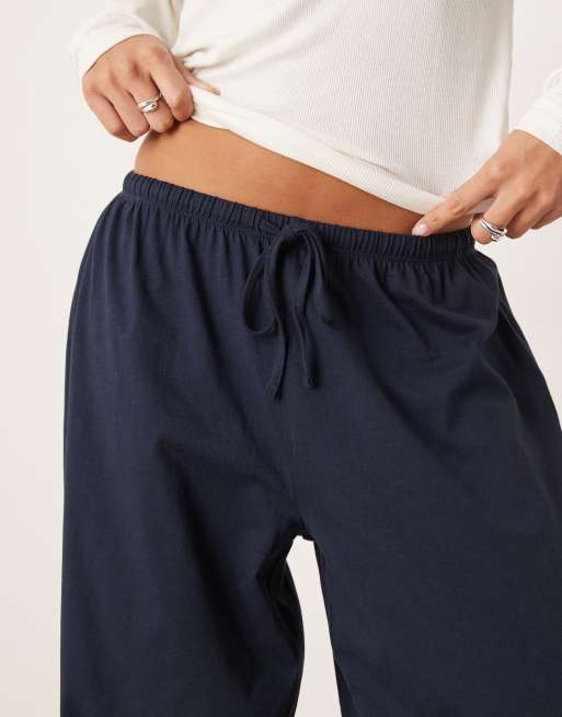 ASOS DESIGN Petite Mix and Match cotton pyjama pants in navy, 3 of 4