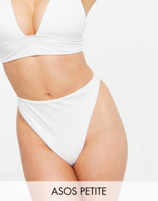 ASOS DESIGN mix and match high leg high waist thong bikini bottom in white