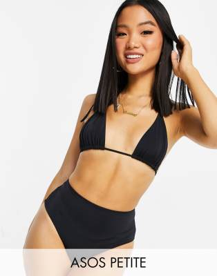 ASOS DESIGN Petite - Mix and Match - Hochgeschnittene Bikinihose in Schwarz