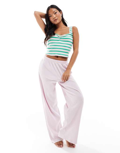 ASOS DESIGN Petite - Mix en match - Geribbelde broek in lila