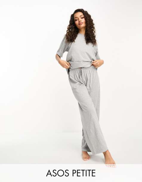 ASOS DESIGN Petite - Mix en match - Katoenen pyjamabroek in gemêleerd grijs - view 1