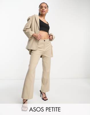 ASOS DESIGN Petite - Mix & Match - Anzughose in Neutral mit geradem, schmalem Schnitt