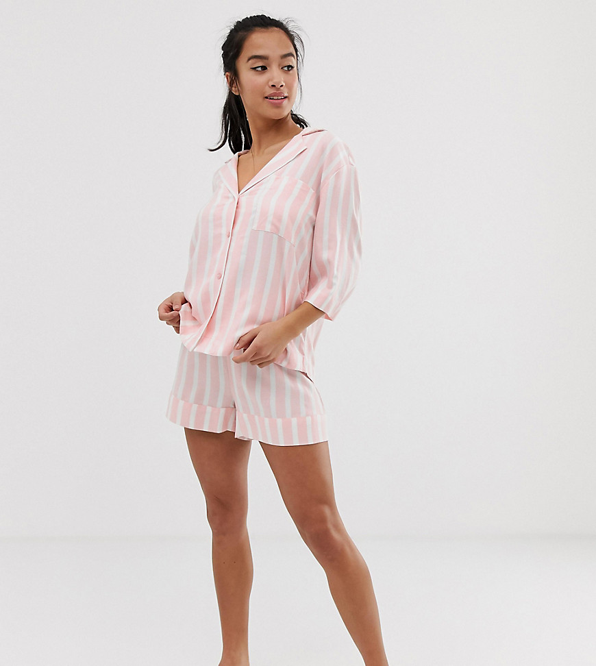 ASOS DESIGN Petite - Mix & match - Camicia del pigiama a righe-Rosa
