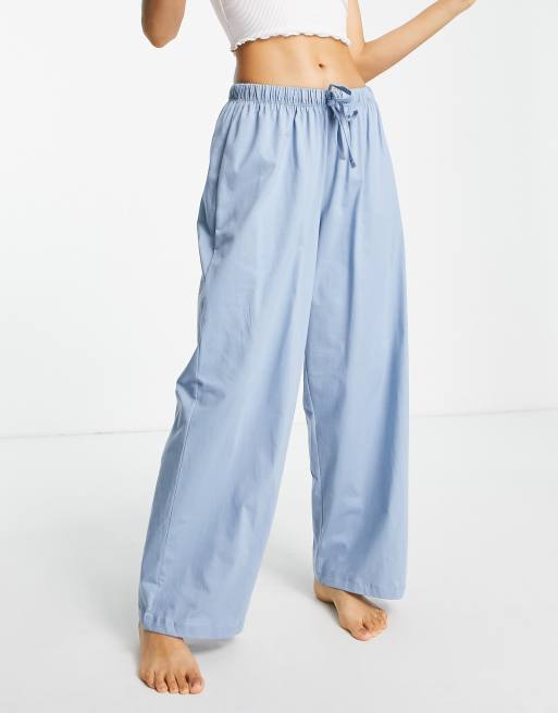 ASOS DESIGN Petite mix & match cotton pajama pants in blue - KHAKI