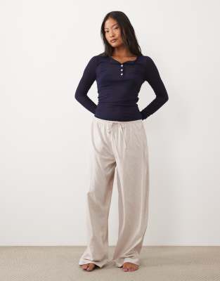 Asos Petite Asos Design Petite Mix & Match Cotton Pajama Pants In Neutral