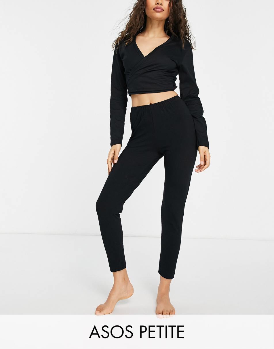 ASOS DESIGN Petite mix & match cotton pyjama legging in black - BLACK