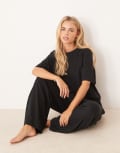 [ASOS Petite] ASOS DESIGN Petite mix & match cotton pyjama pants in black XS Black