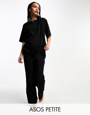 ASOS Petite ASOS DESIGN Petite mix & match cotton pyjama trouser in black