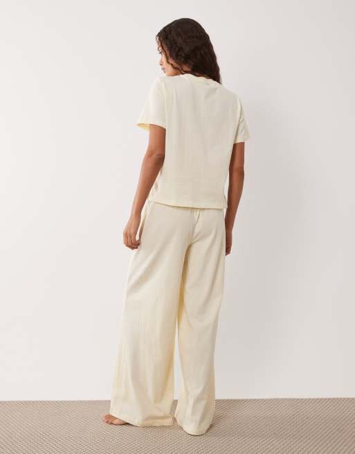 ASOS DESIGN Petite mix & match cotton pyjama trouser in buttermilk, 2 of 4