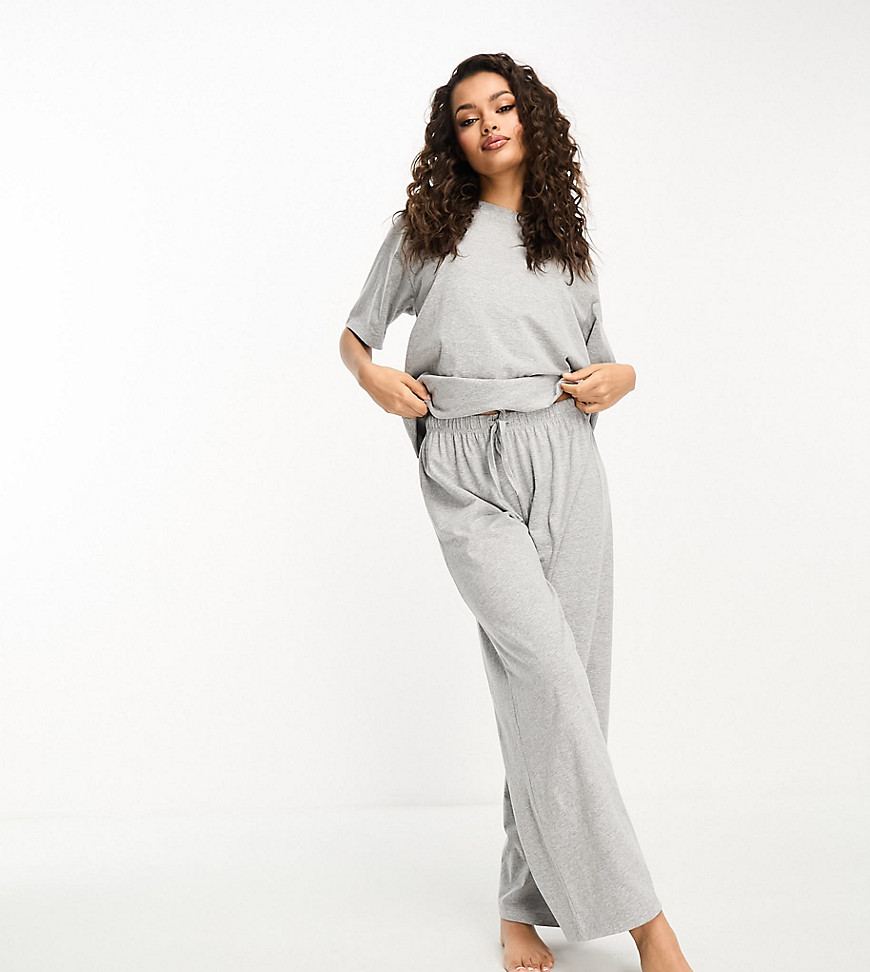 ASOS DESIGN Petite mix & match cotton pyjama trouser in grey marl