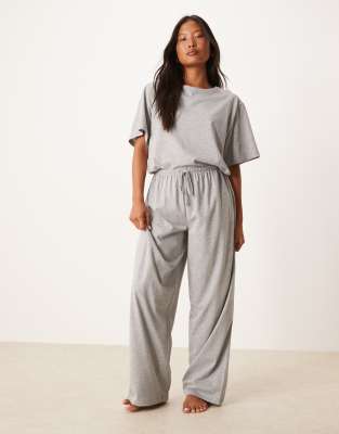 ASOS Petite ASOS DESIGN Petite mix & match cotton pyjama trouser in grey