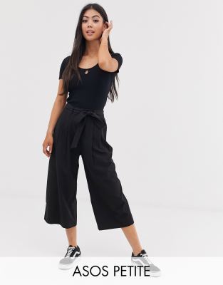 ASOS DESIGN Petite mix & match culottes with tie waist-Black