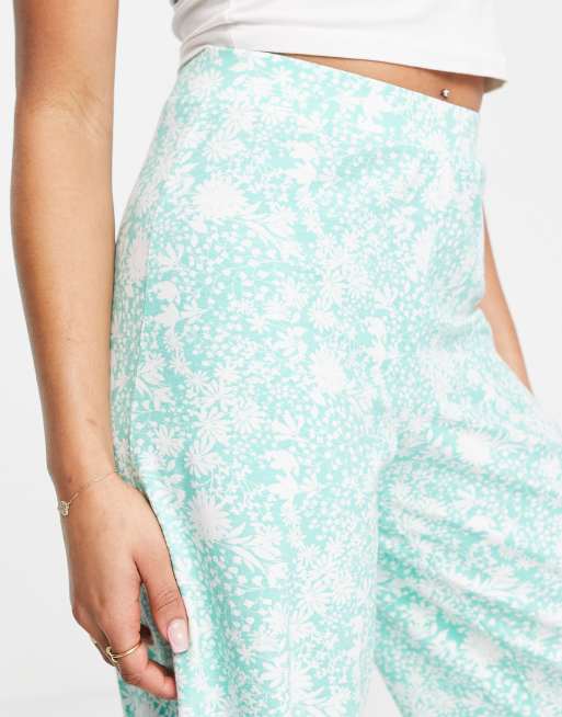 ASOS DESIGN Petite mix & match floral pajama pant in green, 3 of 4
