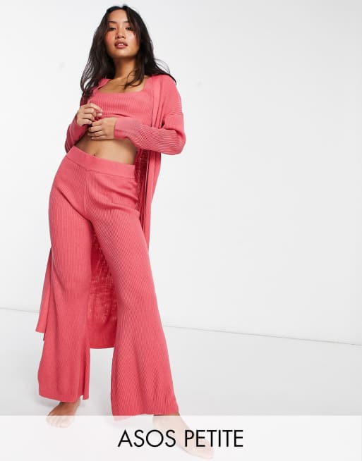 ASOS DESIGN Petite – Mix & Match – Gestrickte Freizeit-Schlaghose in Staubrosa