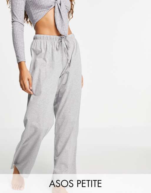 ASOS DESIGN Petite - Mix & match - Jersey pyjamabroek met rechte pijpen in gemêleerd grijs