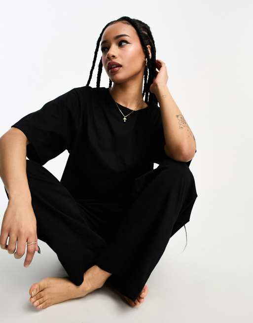 ASOS DESIGN Petite - Mix & Match - Katoenen pyjamabroek in zwart, 4 van 4