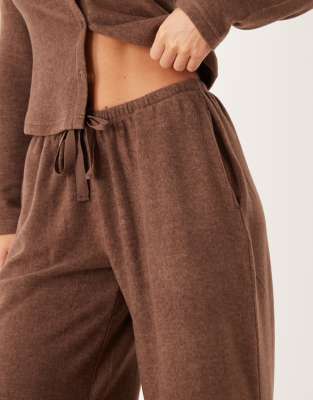 Asos Petite Asos Design Petite Mix & Match Lightweight Fleece Extreme Wide Leg Pants In Brown