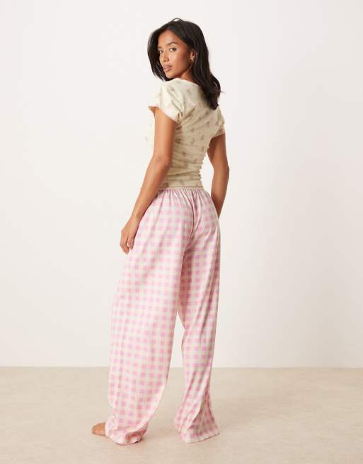 ASOS DESIGN Petite mix & match pajama pants with exposed waistband in pink gingham, 3 of 4