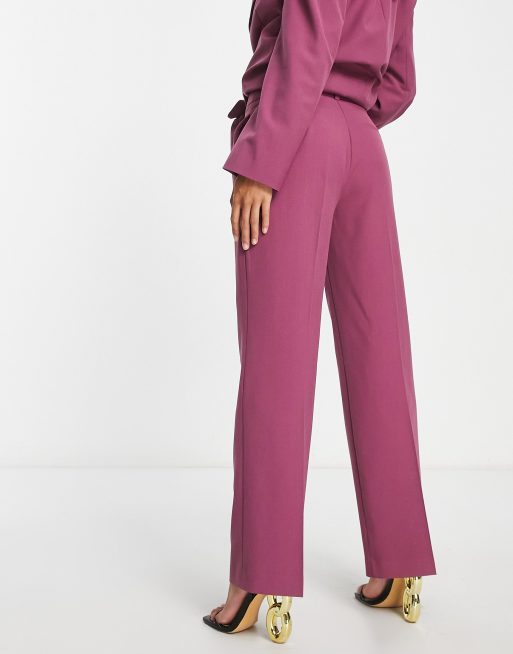 ASOS DESIGN Petite - Mix & Match - Pantaloni da abito dritti slim color prugna, 2 di 4