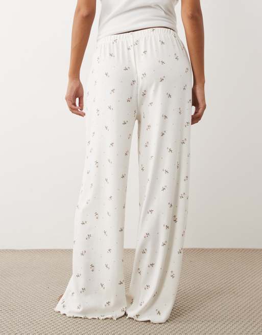 ASOS DESIGN Petite Mix & Match pointelle pyjama pants in pink rosebud print, 2 of 4
