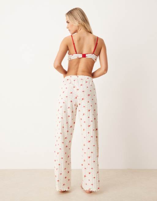 ASOS DESIGN Petite mix & match pyjama pants in pointelle ditsy print, 2 of 4