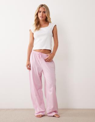 ASOS DESIGN Petite - Mix & Match - Pyjamahose aus Baumwolle in Bonbonrosa