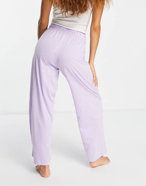 ASOS DESIGN Petite – Mix & Match – Pyjamahose in Flieder aus Jersey mit geradem Bein, 3 von 4
