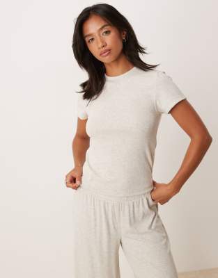 Asos Petite Asos Design Petite Mix & Match Ribbed Pants In Neutral