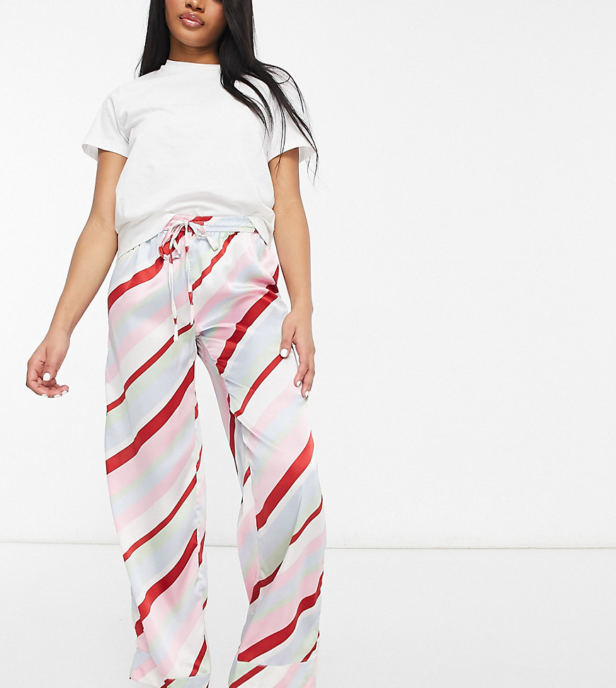 ASOS DESIGN Petite mix & match satin candy stripe pajama pants in multi