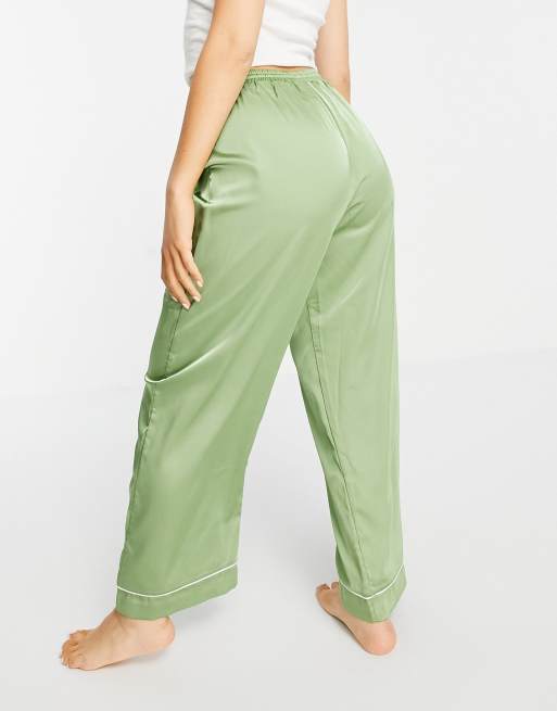 ASOS DESIGN Tall mix & match cotton pajama pants in sage