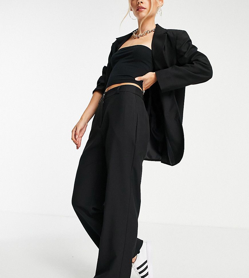 Asos Design Petite Mix & Match Slim Straight Suit Trousers In Black