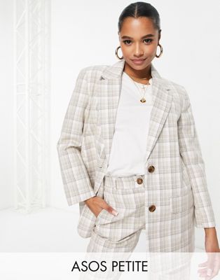 ASOS DESIGN Petite mix & match slim suit blazer in light check - ASOS Price Checker