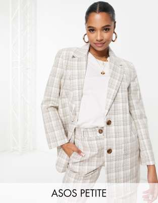 ASOS DESIGN Petite mix & match slim suit blazer in light check - ASOS Price Checker