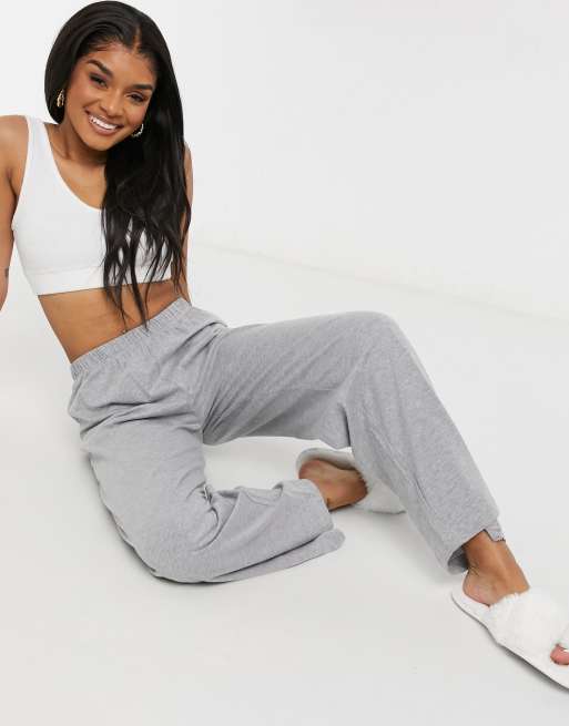 ASOS DESIGN Petite mix & match straight leg jersey pajama bottom in gray  marl