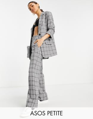 ASOS DESIGN Petite Mix & Match straight leg suit trousers in grey check